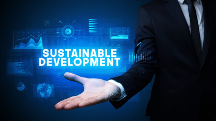 Hand of Businessman holding motivational message