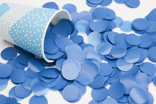 Blue Confetti Circles On White Background