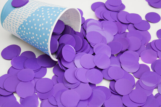 Purple Confetti Circles On White Background