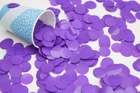 Purple Confetti Circles On White Background