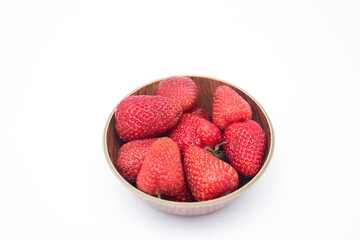 Strawberries Blueberries in a bowl isolated on white background