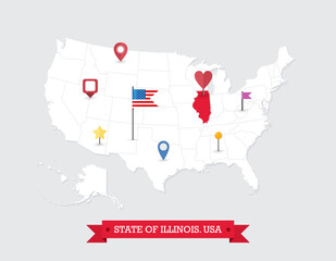 Illinois State map highlighted on USA map