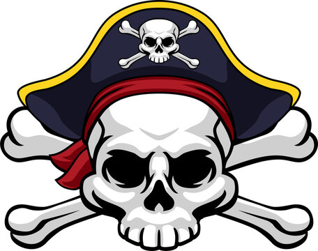 Skull And Crossbones Pirate Jolly Roger In Hat