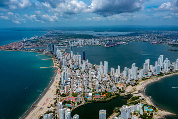 Fototapeta na wymiar Cartagena in Colombia from above | Luftbilder von der Stadt Cartagena in Colombia 