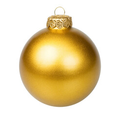 Golden Christmas bauble on white background