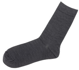Single grey cotton sock isolated on a white background