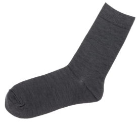 Single grey cotton sock isolated on a white background