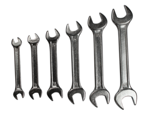 silver spanners isolated 
