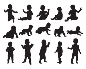Baby collection silhouette, Baby activity silhouette