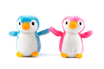  small penguins toys on a white background