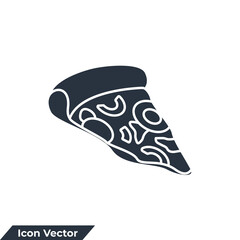 pizza icon logo vector illustration. Pizza slice symbol template for graphic and web design collection
