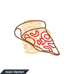 pizza icon logo vector illustration. Pizza slice symbol template for graphic and web design collection