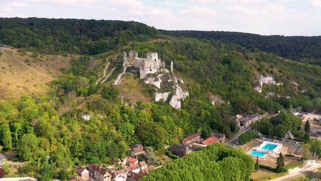 aerial view on gaillard castle in the city of the