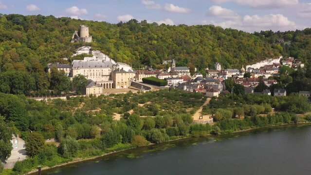 aerial view on the city of La Roche Guyon	