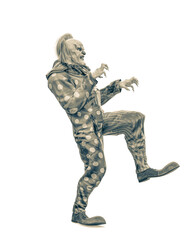 bad clown is walking