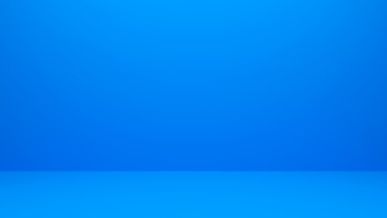 Blue product display wall background. Blank blue display on the floor. Modern style background. Blank wall for showing product. 3D rendering.