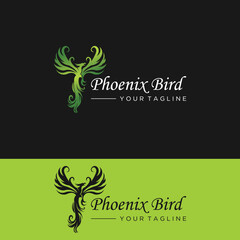 Template logo Phoenix, vektor burung api