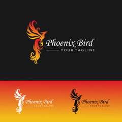 Template logo Phoenix, vektor burung api