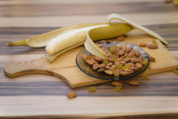 nuts and dried fruit and banana
