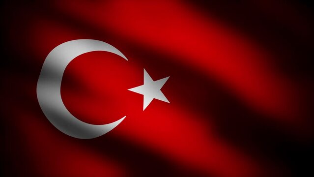 the flag of turkey blowing in the wind as a realistic background