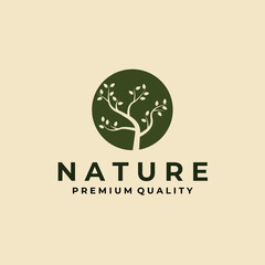 nature tree badge logo icon vector template design illustration