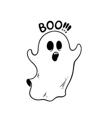 Cute cartoon Halloween Boo Ghost