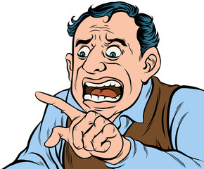Young businessman shocked, scared, worried. hand drawn style  design illustration, transparent background.
