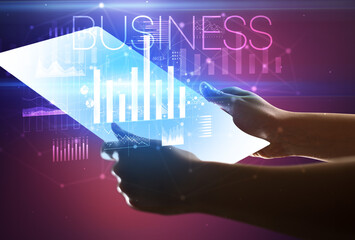 Hand holding futuristic, business concept