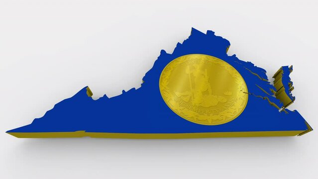Virginia VA Commonwealth State Flag Seal Map Background 3d Animation