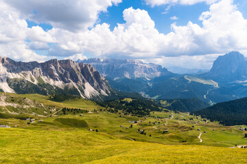 Obraz premium View of the Sella Group from the Seceda. Val Gardena Italy