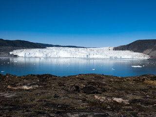 The stunning Eqi Glacier (Eqip Sermia), a rapidly retreating outlet glacier, north of the disko Bay in Western Greenland