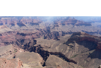 A PNG of of Grand Canyon National Park with the sky removed in the desert of Arizona, USA