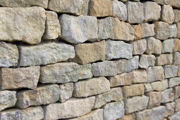 Close-up stone wall background photo texture. perspective