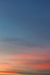 Beautiful scenery background of the sky during twilight makes it possible to see the beautiful colors of the natural sky. Beautiful colorful backdrop of the evening sky after sunset.