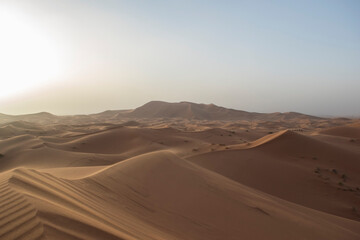 Fototapeta na wymiar Sand Dunes in Erg Chebbi, Sahara Desert, Morocco.