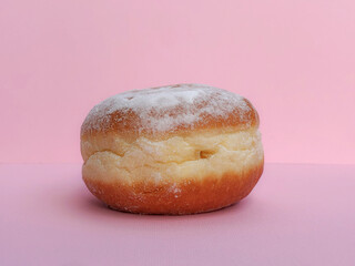 Traditional american donut with powdered sugar