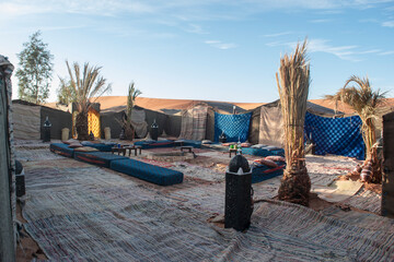 Berber Tented Camp in the Sahara Desert, Erg Chebbi, Morocco.
