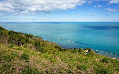 Fototapeta na wymiar View of the Adriatic sea from the San Bartolo Mount, near Pesaro in the Marche region of Italy