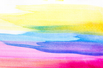 Multicolor creative watercolor background. Abstract stains and lines. Banner. Copy space for text.