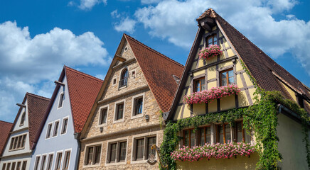 View of the historic houses of the town of Rothenburg ob der Tauber, Bavaria, Germany