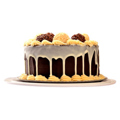 cake decorated with chocolate and white and black brigadeiro