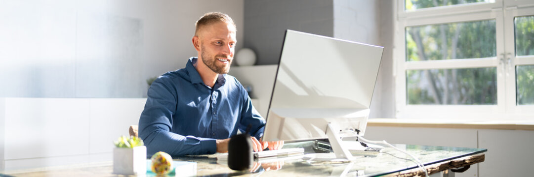 Man Using Online Virtual Video Training