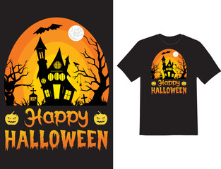 Happy Halloween pumpkin retro vintage t-shirt design
