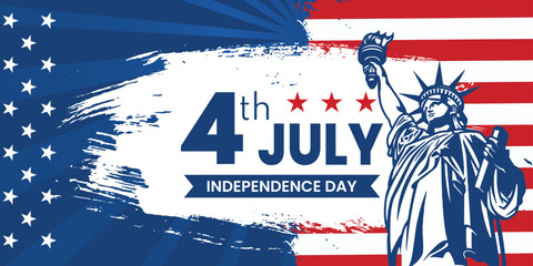4th of July, USA, United States of America independence day celebration design on vertical USA grunge flag background. Vector illustration.