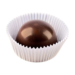 chocolate truffle in paper packaging