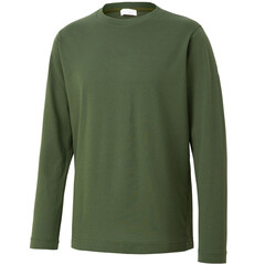 Blank long sleeve shirt mock up template, front and back view, isolated on white background, plain green t-shirt mockup. Long sleeved tee design presentation for print..Green long sleeve shirt mock up