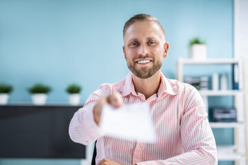 Naklejka premium Executive Hand Giving Payment Check