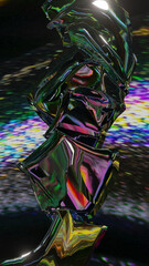 Abstract 3d render, holographic, dark background