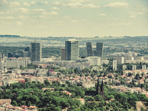 Aerial view with the beautiful city of Prague.