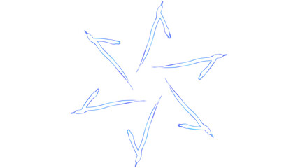 Fototapeta na wymiar Blue purple and white icy isolated snowflake shape 